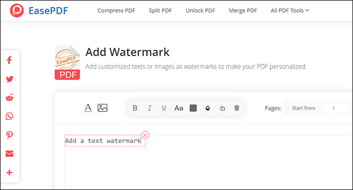 EasePDF Add Watermark Add Texts