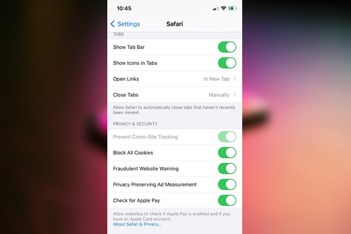 private browsing on iPhone