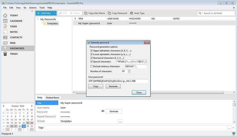 EssentialPIM password manager