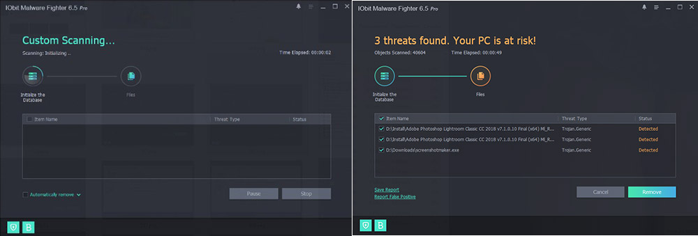 iobit malware fighter custom scan