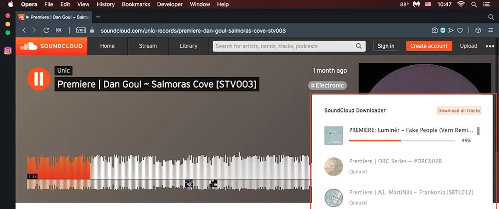 save from soundcloud in Opera