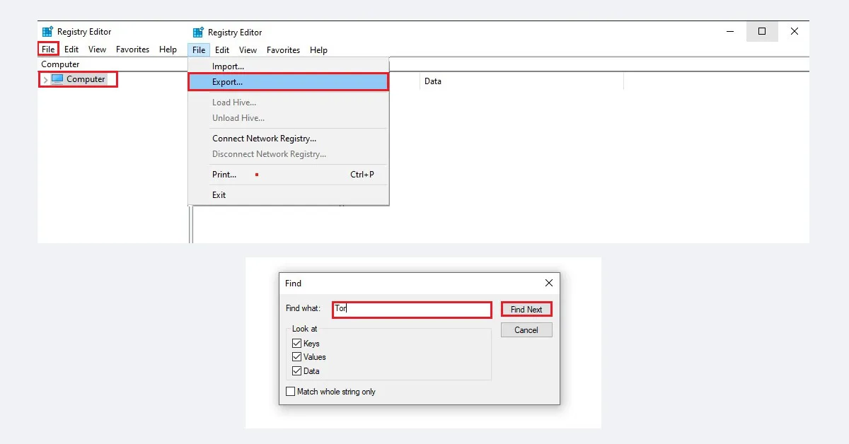 registry cleaning after removing Tor