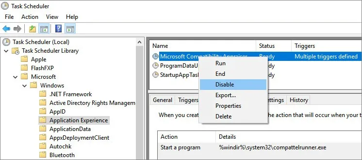disable CompatTelRunner.exe