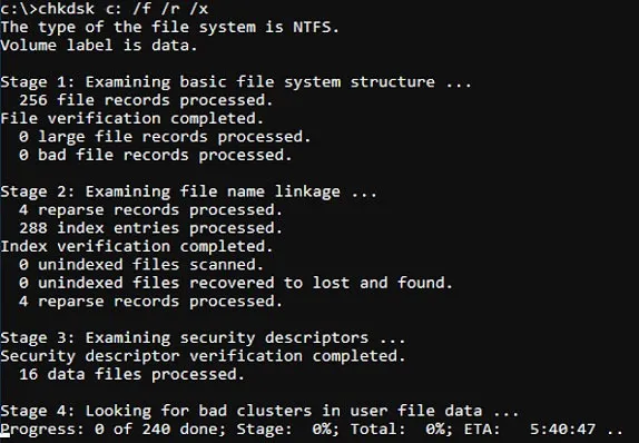 chkdsk command prompt