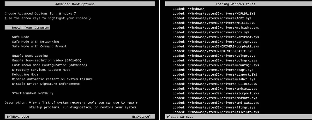 windows boot mode to fix lsass error