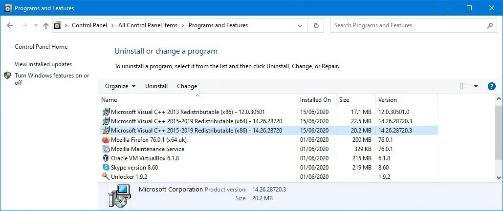 uninstall programs in windows