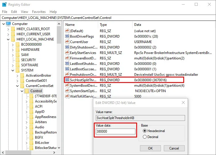 how to split svchost