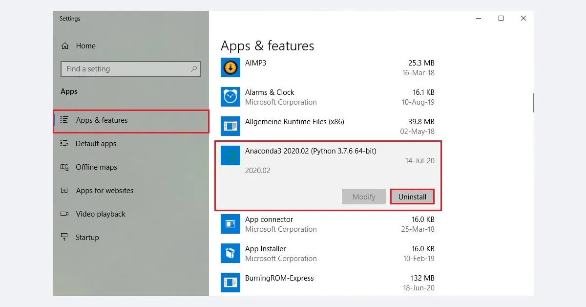 How to uninstall Anaconda on Windows