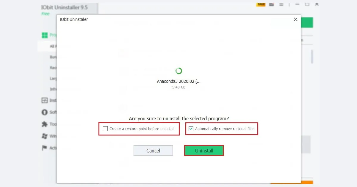 uninstall Anaconda with IObit