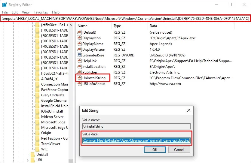 scan system registry after uninstallation