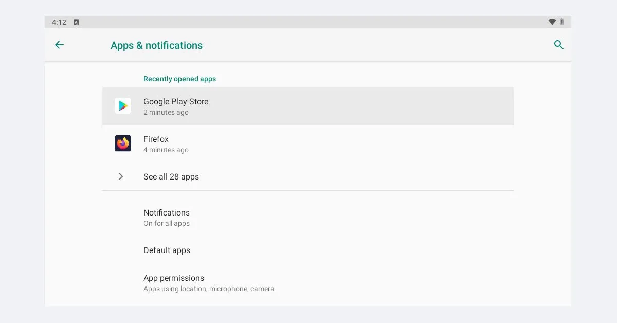 device setting on android