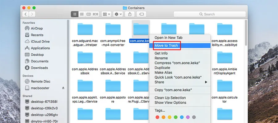 move to trash on mac