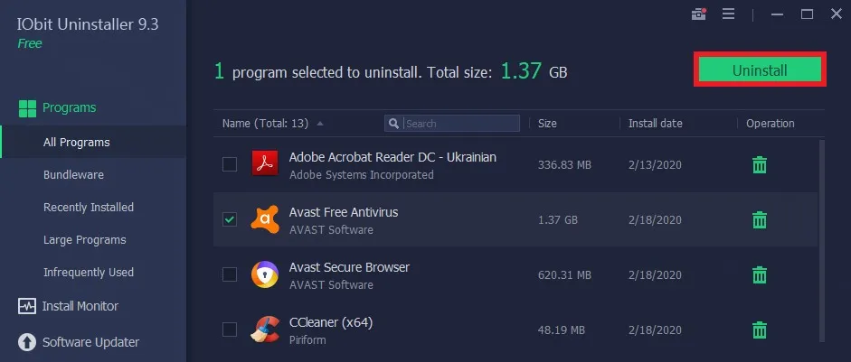 IObit uninstaller free
