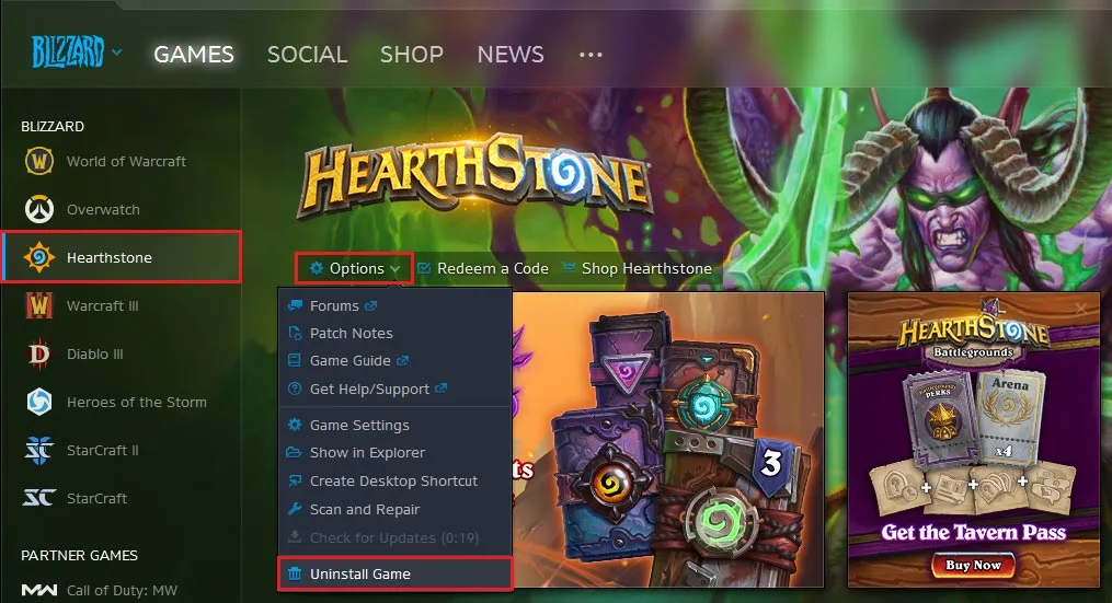 uninstall battle client