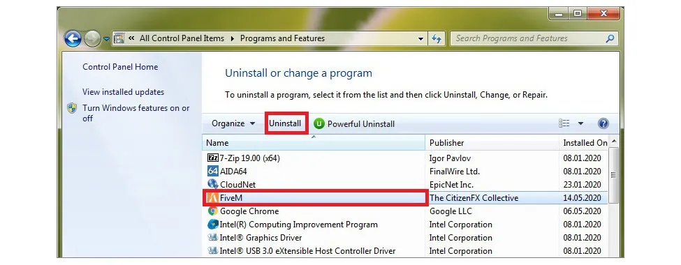 remove FiveM client