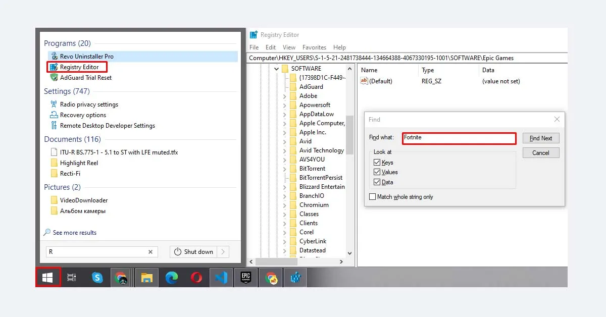 how to remove Fortnite registry leftovers