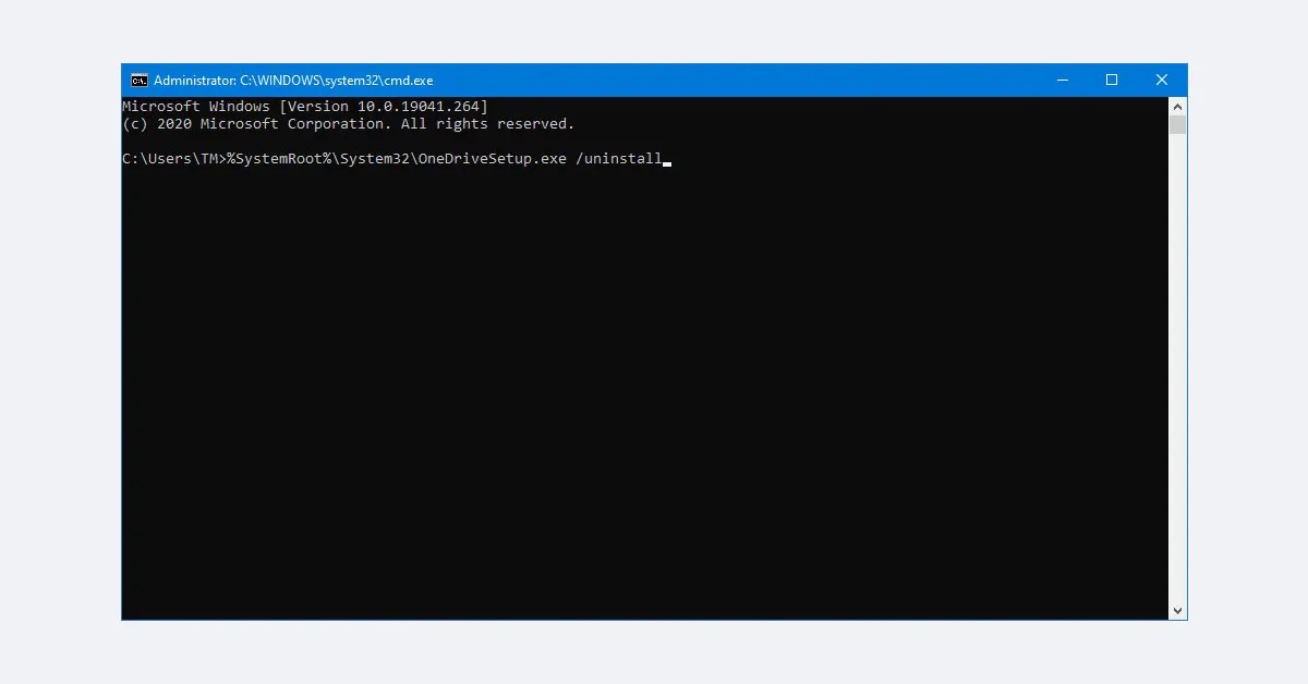 remove onedrive in command prompt