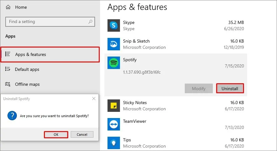 apps and features uninstall programs