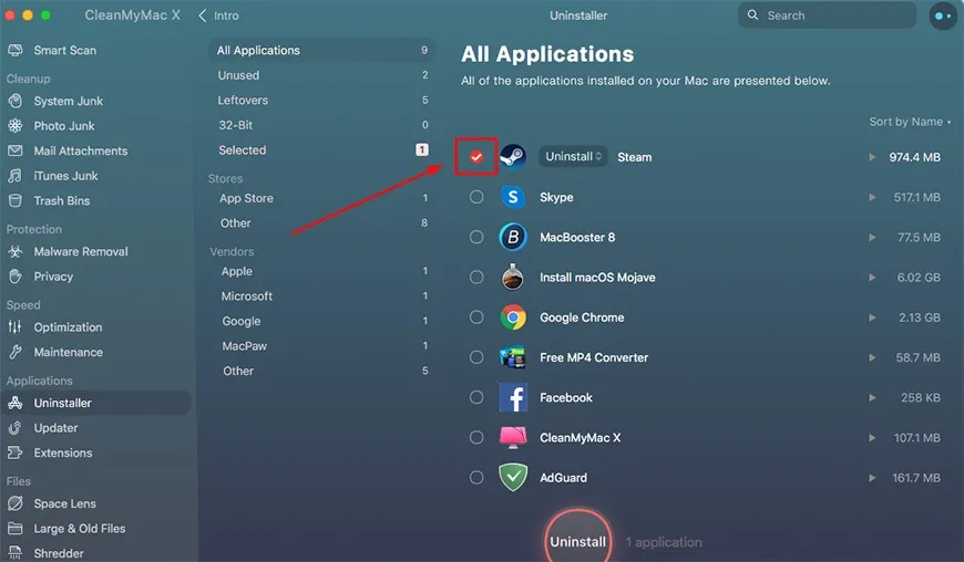 cleanmymac to delete apps