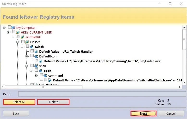 revo uninstaller residual files
