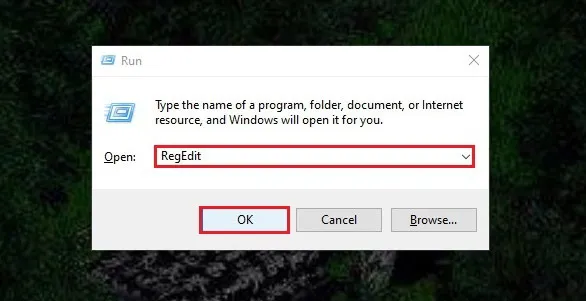 regedit command