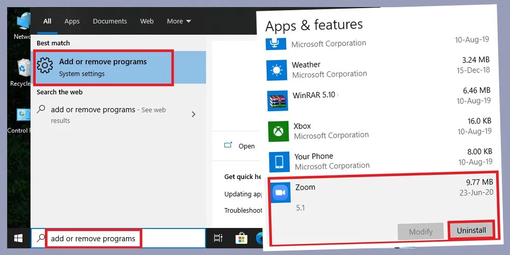 windows 10 app removal