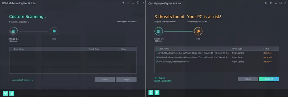 iobit malware fighter custom scan