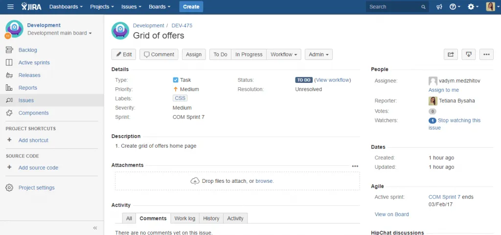 JIRA issue details trello vs asana
