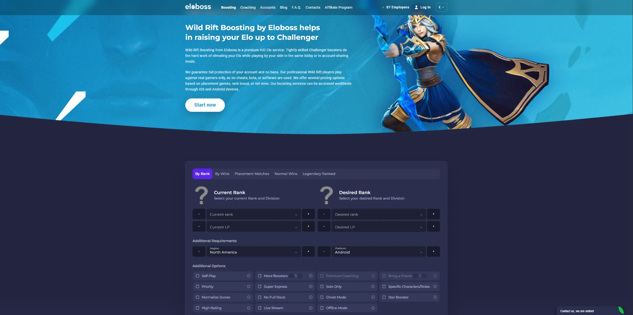 Eloboss Wild Rift boosting order page