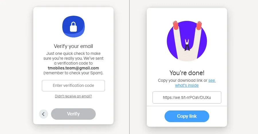 WeTransfer setup