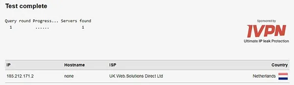 Windscribe VPN IP test