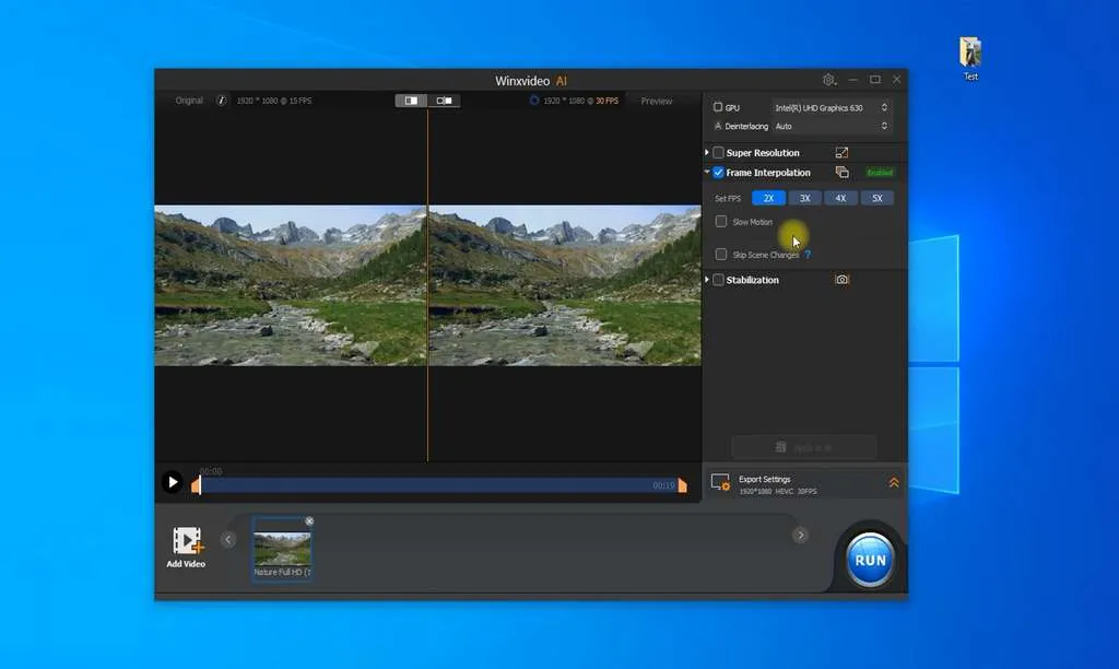 Winxvideo AI increasing video quality
