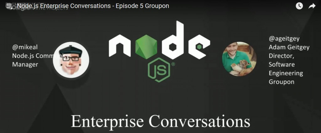 Node and Groupon, use Node.js examples