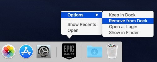 remove icon from dock