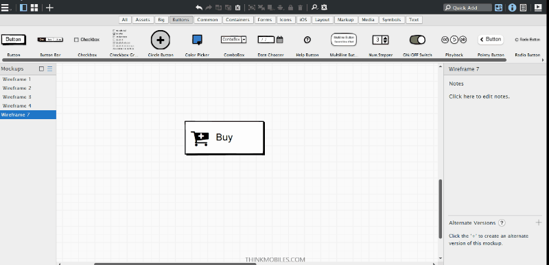 Elements editing with Balsamiq built-in tools