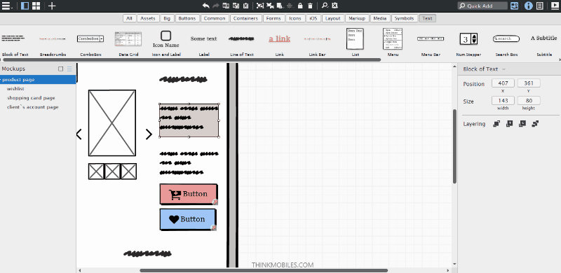 Editing text fields in layouts with Balsamiq