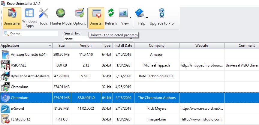 how to remove Chromium