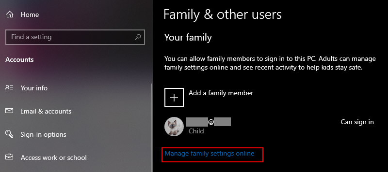 Microsoft parental options