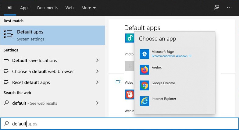 set default browser in Win10