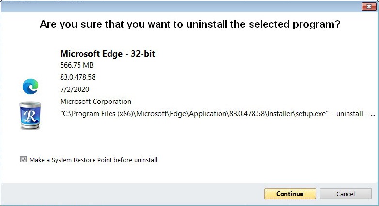 uninstall microsoft edge windows 7