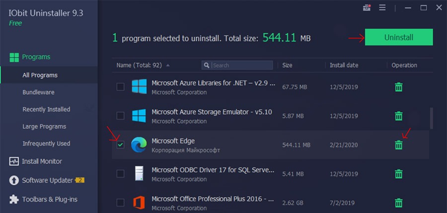 uninstall microsoft edge