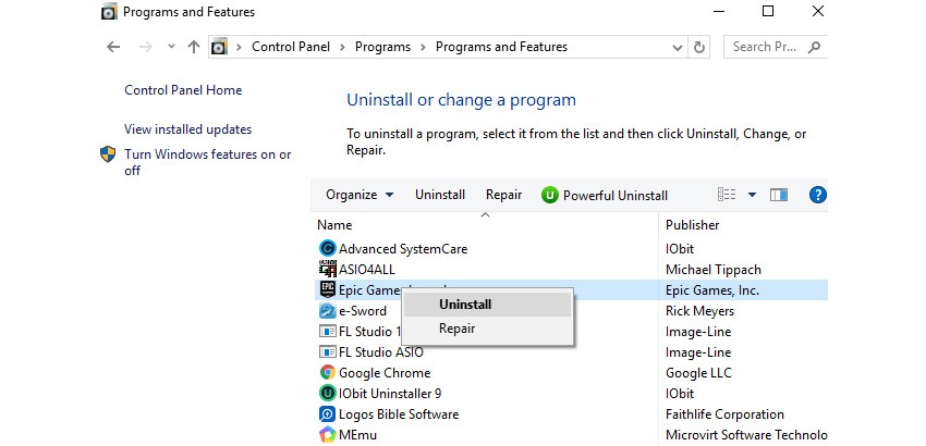 How to uninstall Epic Games Launcher from Windows 10 PC