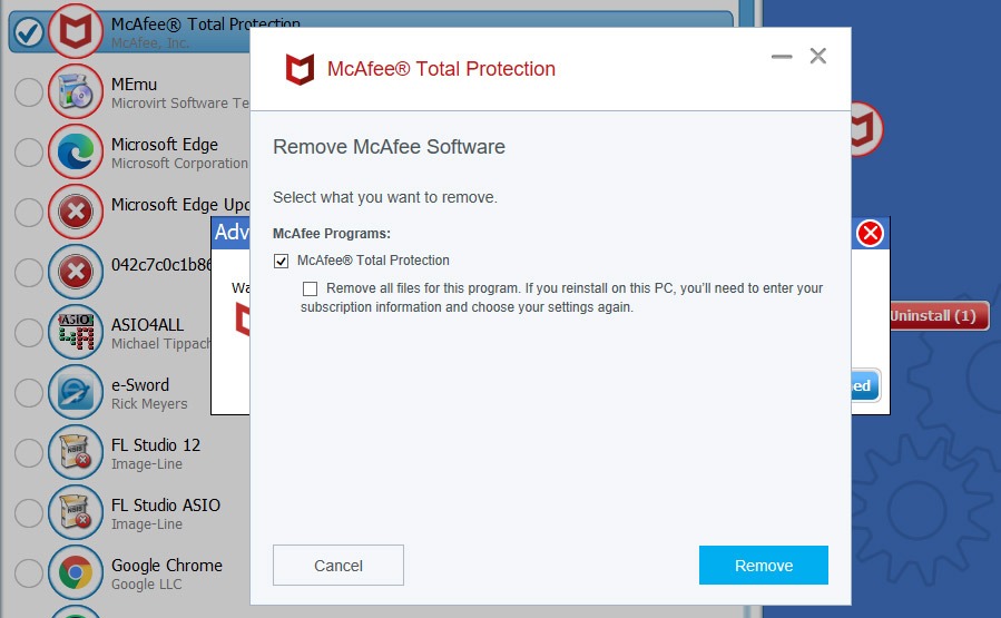 desinstalar mcafee internet security suite