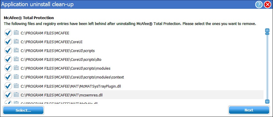 mcafee removal tool windows 10