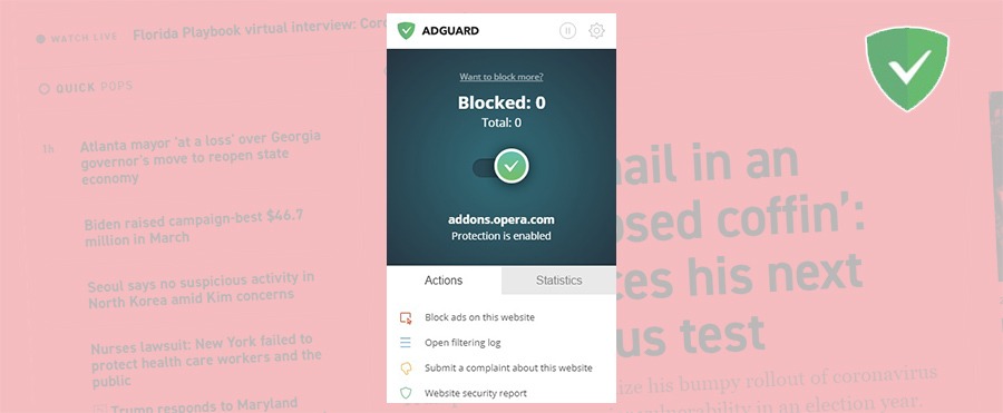 adguard adblocker extension opera