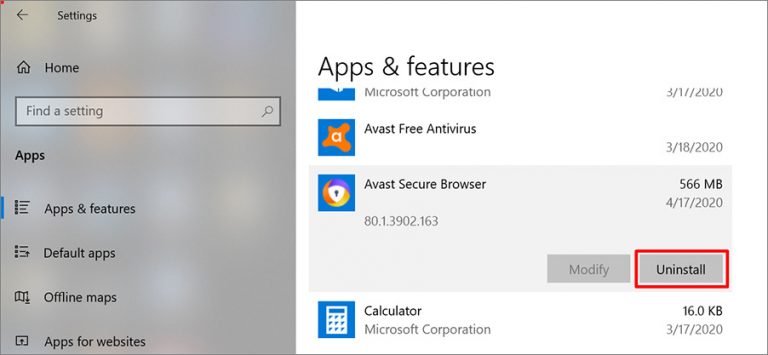 remove or disable avast browser on startup