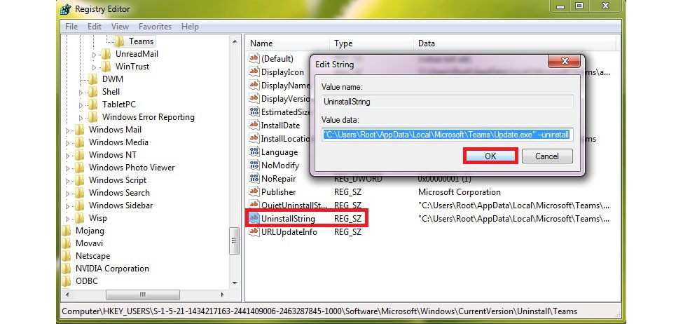 uninstall Microsoft Teams via uninstaller