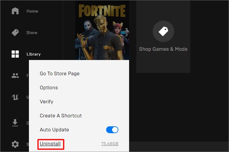 uninstall fortnite for mac