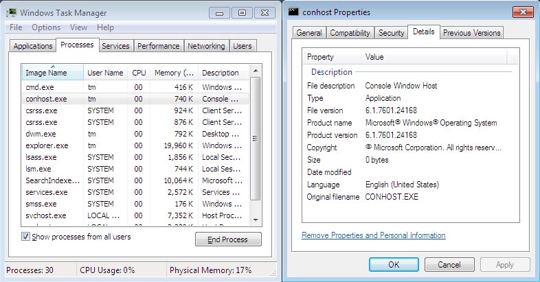 check conhost signature