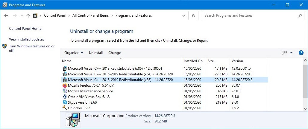 uninstall programs in windows